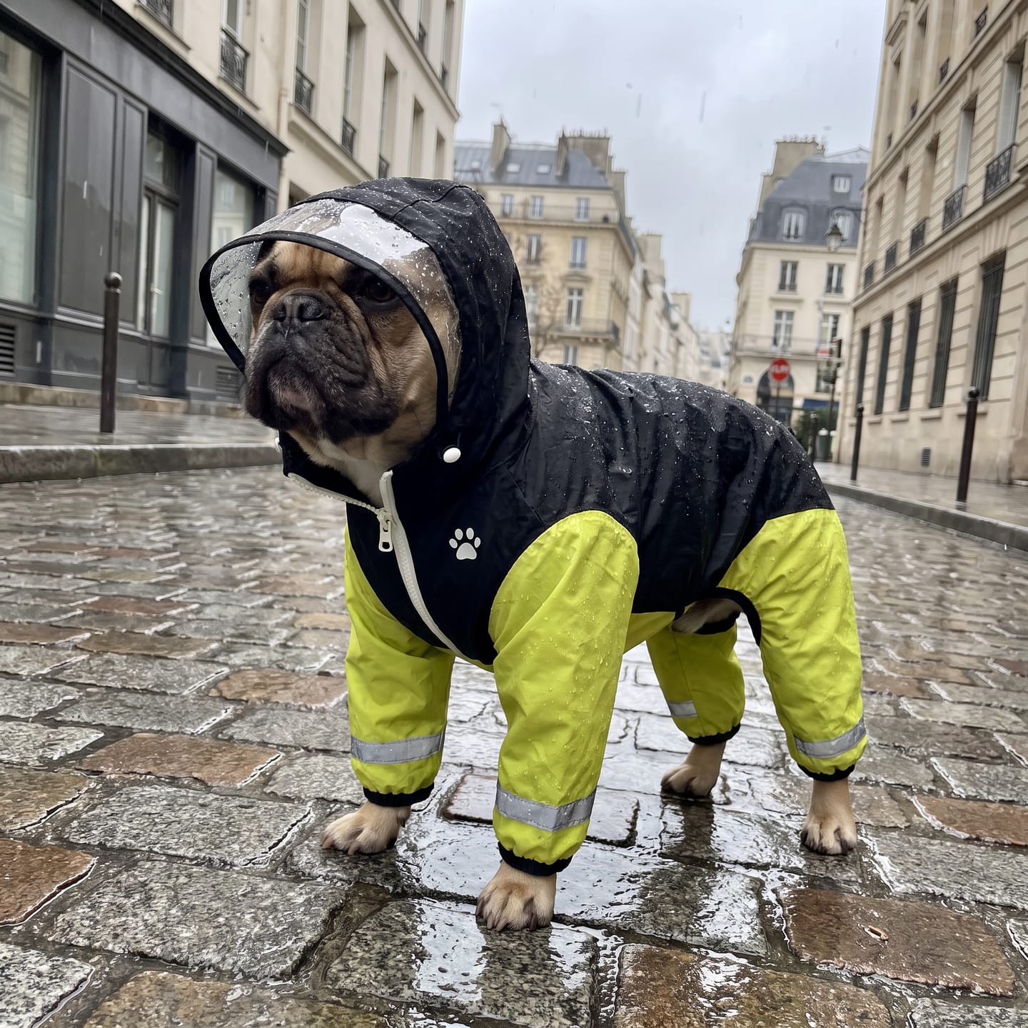 Customer photo review of Imperméable à 4 Pattes : Votre Chien au Sec et Bien Visible