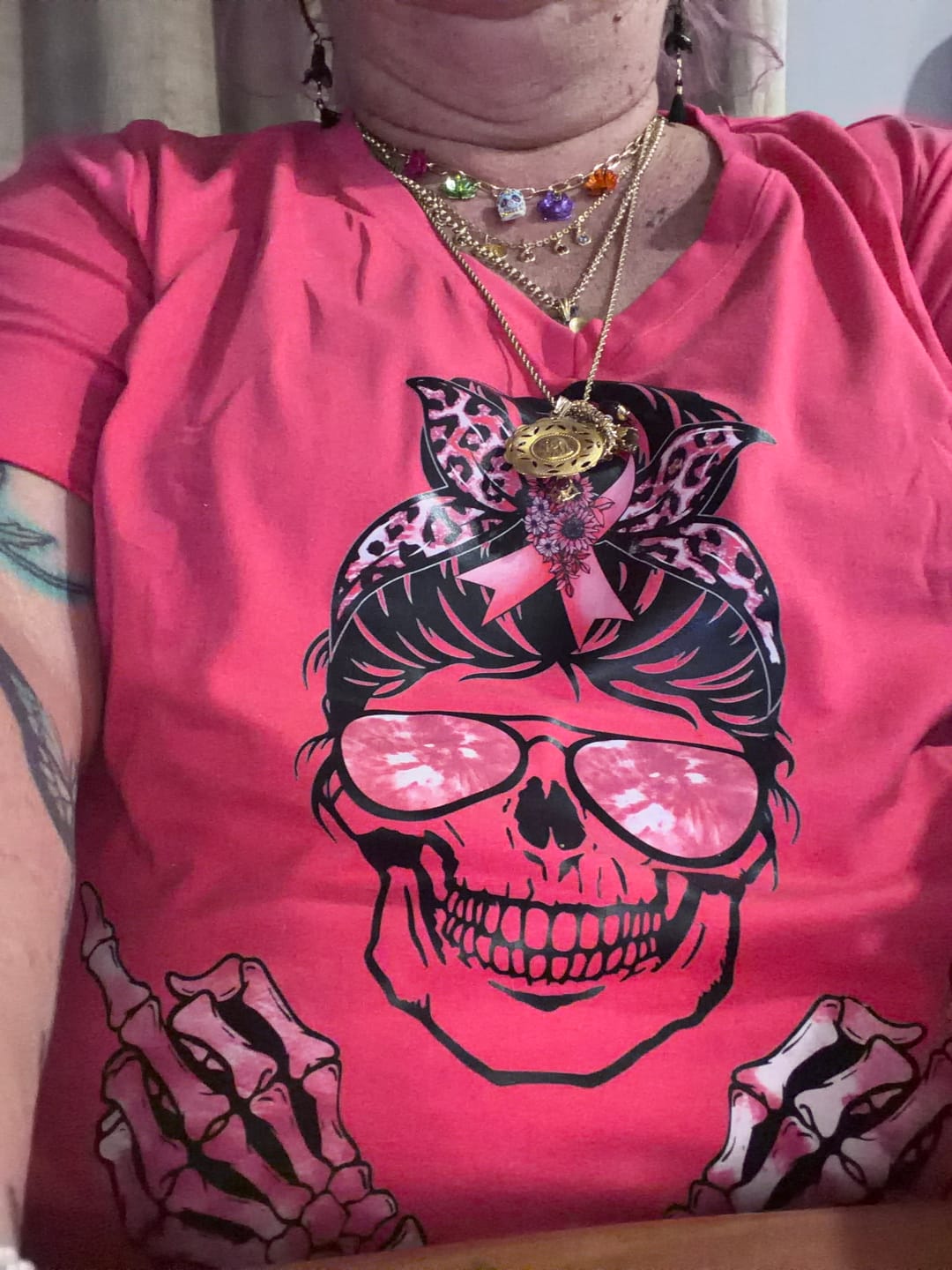 Customer photo review of In October We Wear Pink Breast Cancer Transfer