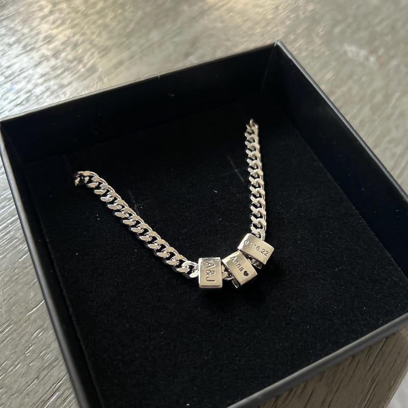 Customer photo review of For Him | Custom Name Bead Necklace