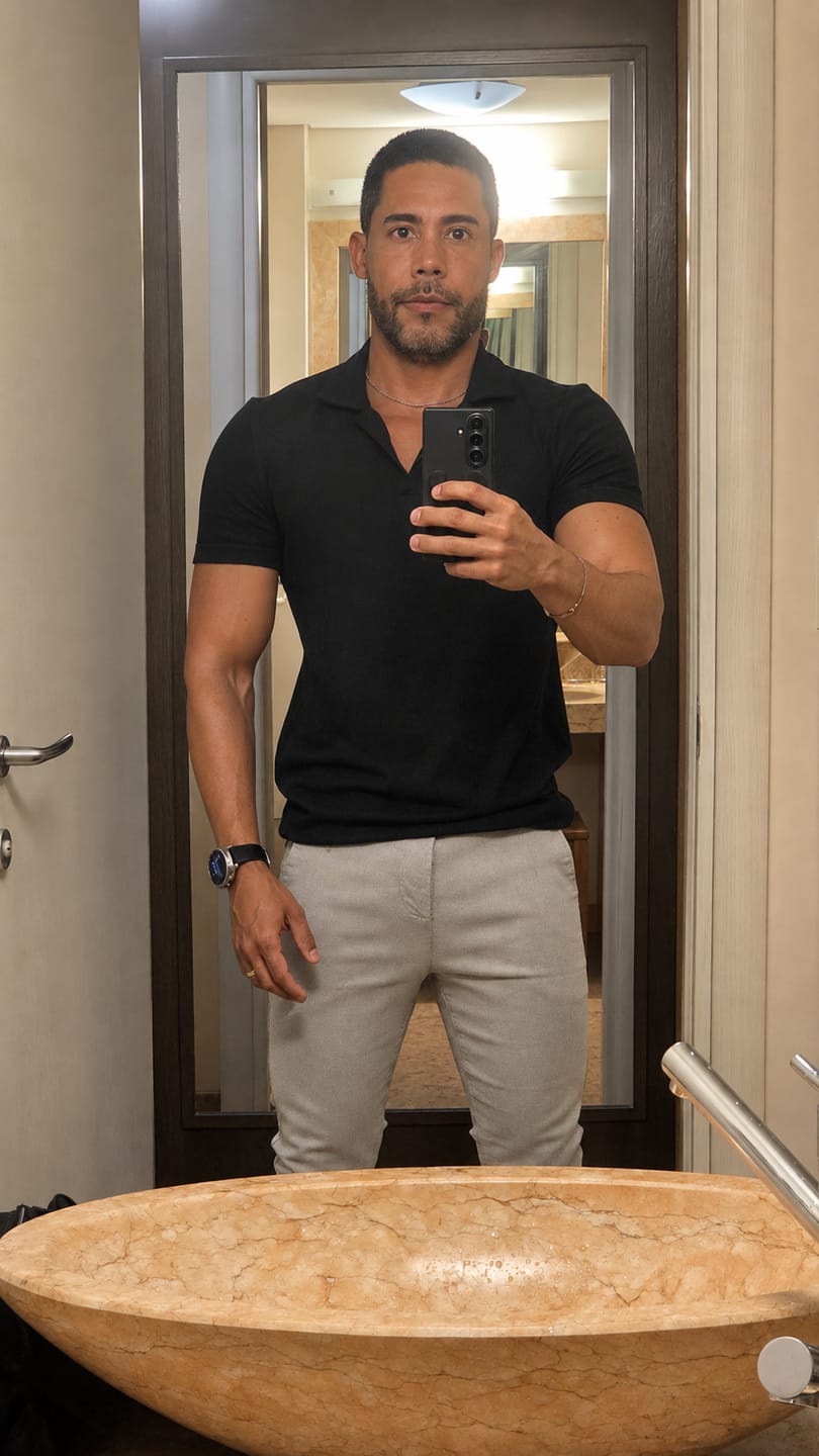 Customer photo review of Camisa Polo Italiana Tricot Preta