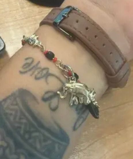 Customer photo review of 14K Gold-Plated Elephant Evil Eye Bracelet – Adjustable Bohemian Jewelry