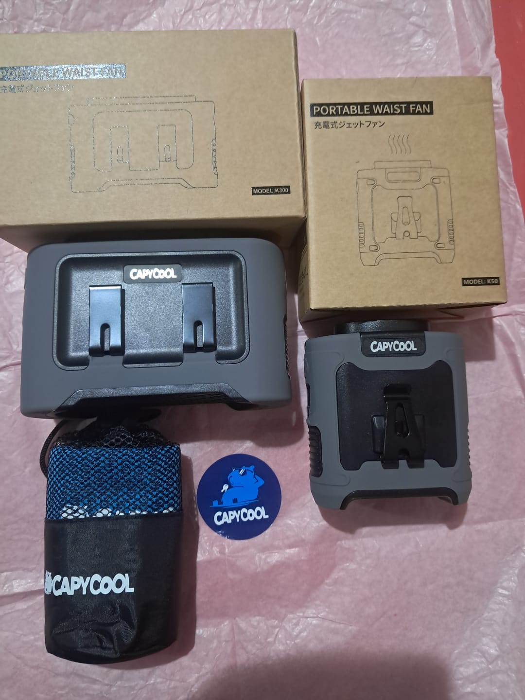 Customer photo review of 3-in-1 Waist Fan with Flashlight & Powerbank