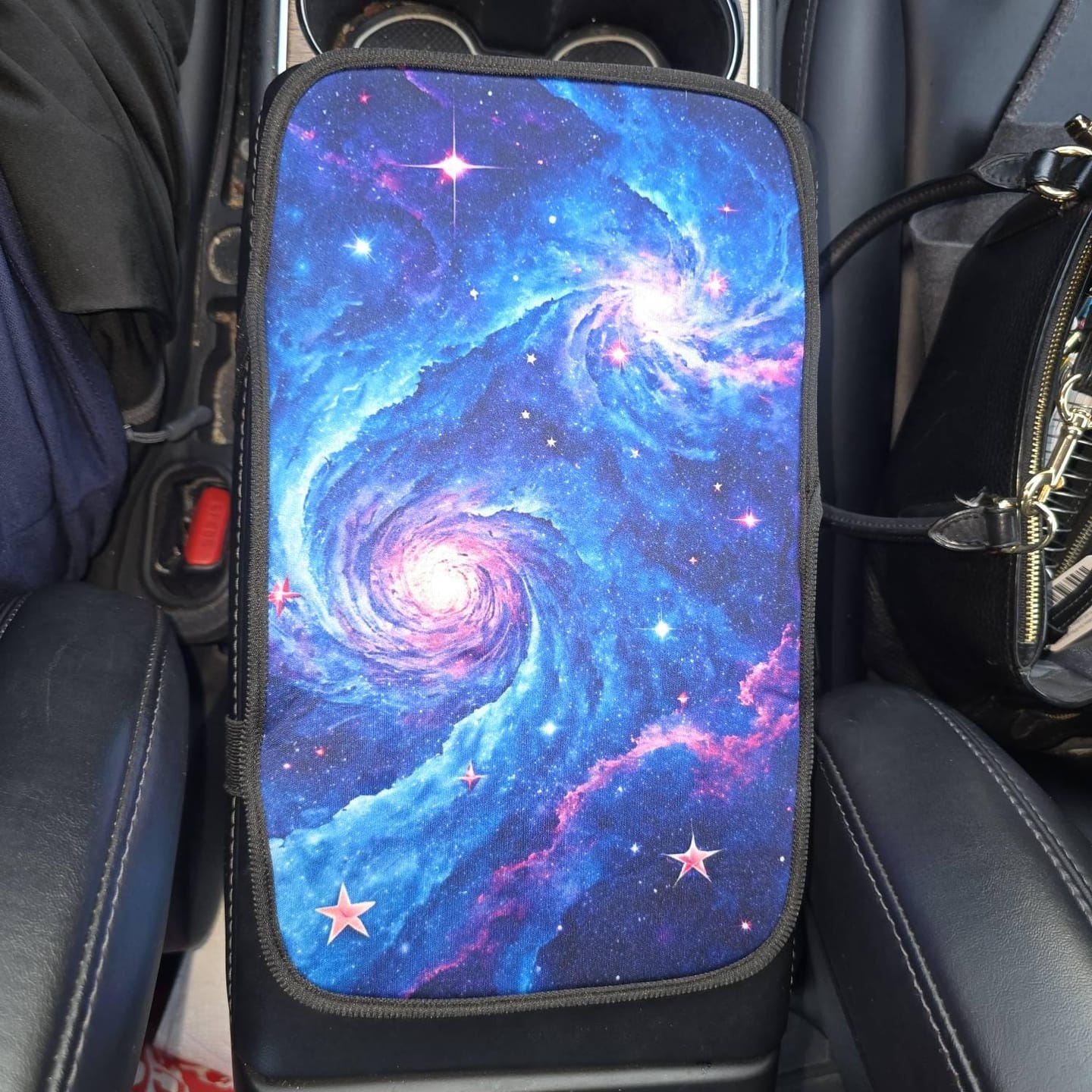 Customer photo review of Blue Galaxy Car Console Cover