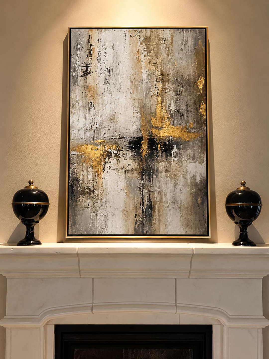 Customer photo review of "Gilded Ruins" – Industrial Gold Gray Textured Abstract Painting
