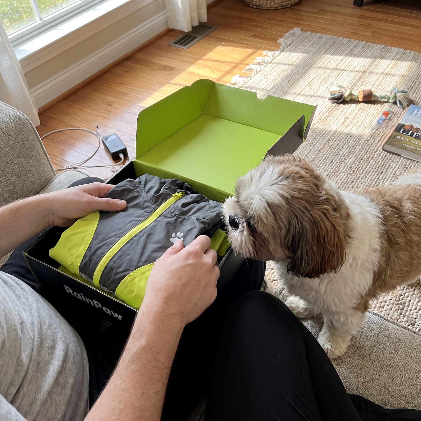 Customer photo review of Imperméable à 4 Pattes : Votre Chien au Sec et Bien Visible