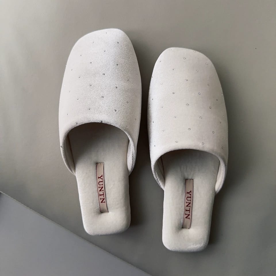 Customer photo review of Stardust Velvet Rhinestone Women Indoor Slipper