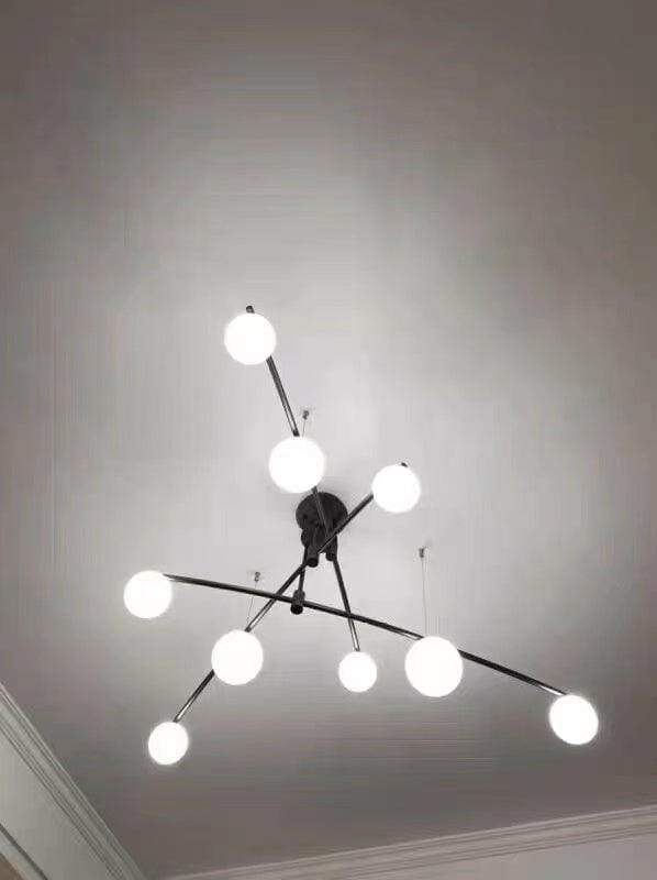Customer photo review of Opal Glass Globe Chandelier, Branching Arms, Adjustable Rod
