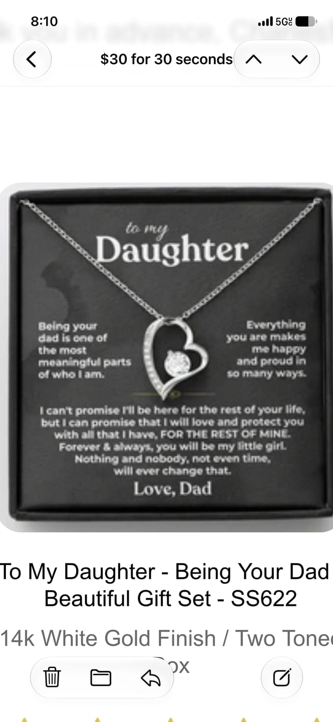 Customer photo review of To My Daughter - Being Your Dad - Beautiful Gift Set - SS622