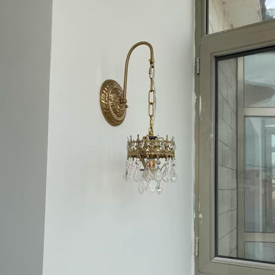Customer photo review of Drop Crystal Wall Light, Wall Sconce, Copper Plated Arms, 48 cm