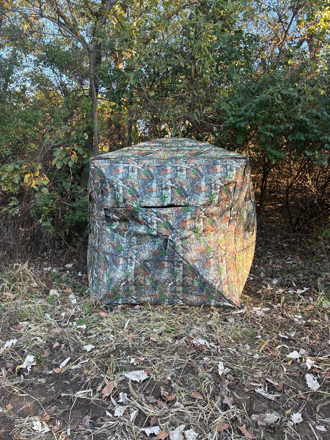 Customer photo review of Vis360 3-4 Man Hunting Blind | 360 See Through Hunting Pop Up Blind with 4 Full Panels | Portable Ground Blind for Deer & Turkey Hunting