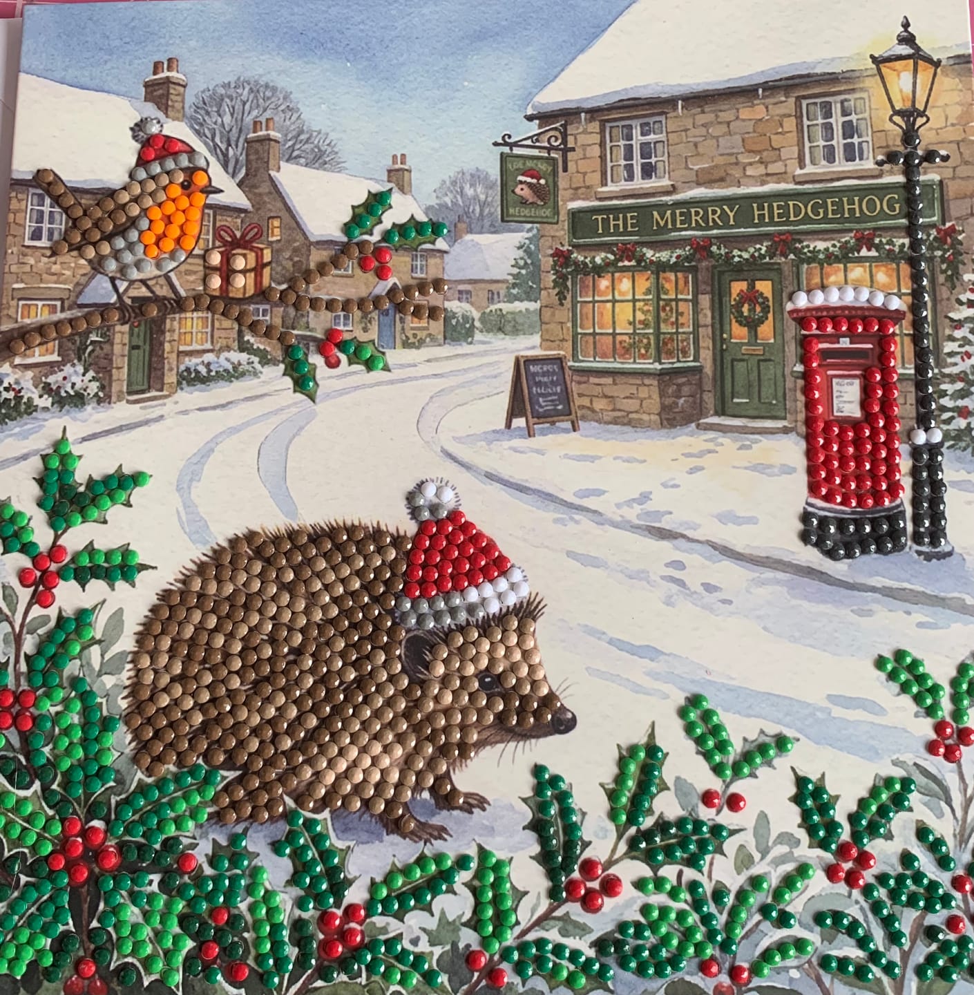 Customer photo review of The Merry Hedgehog Crystal Art Card Kit 18x18cm