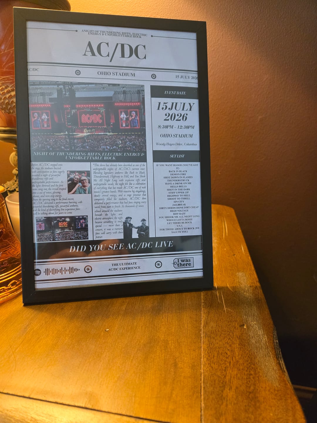 Customer photo review of AC\DC - Personalised Newspaper Style Concert Poster (USA Tour)
