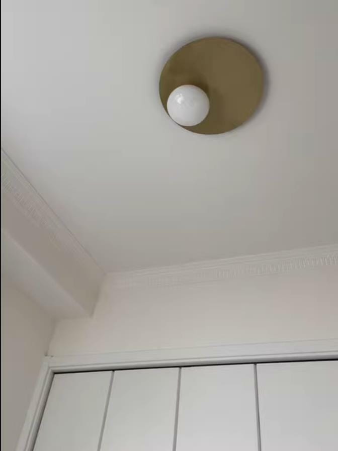 Customer photo review of Milk Glass Ceiling Light with Globe Shade, Metal Disc, 36 or 48 cm