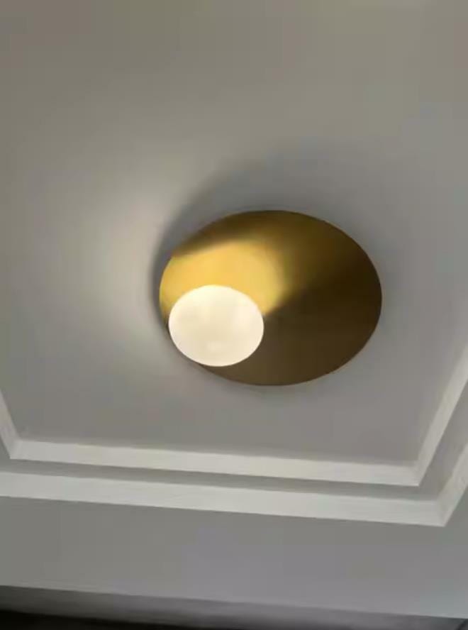 Customer photo review of Milk Glass Ceiling Light with Globe Shade, Metal Disc, 36 or 48 cm