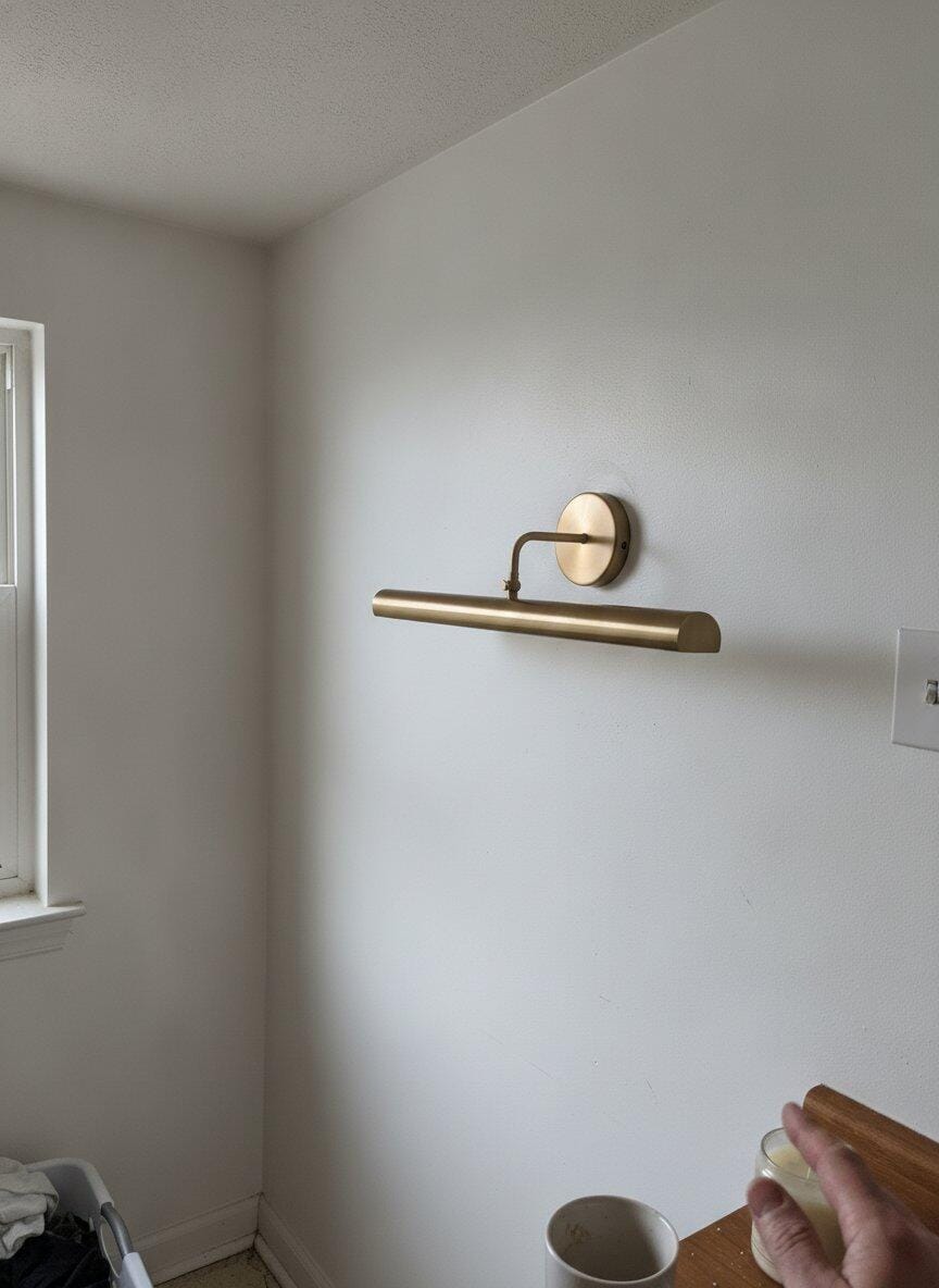 Customer photo review of Linear Wall Sconce, Slim Iron Bar, Bronze Finish, Wall Light