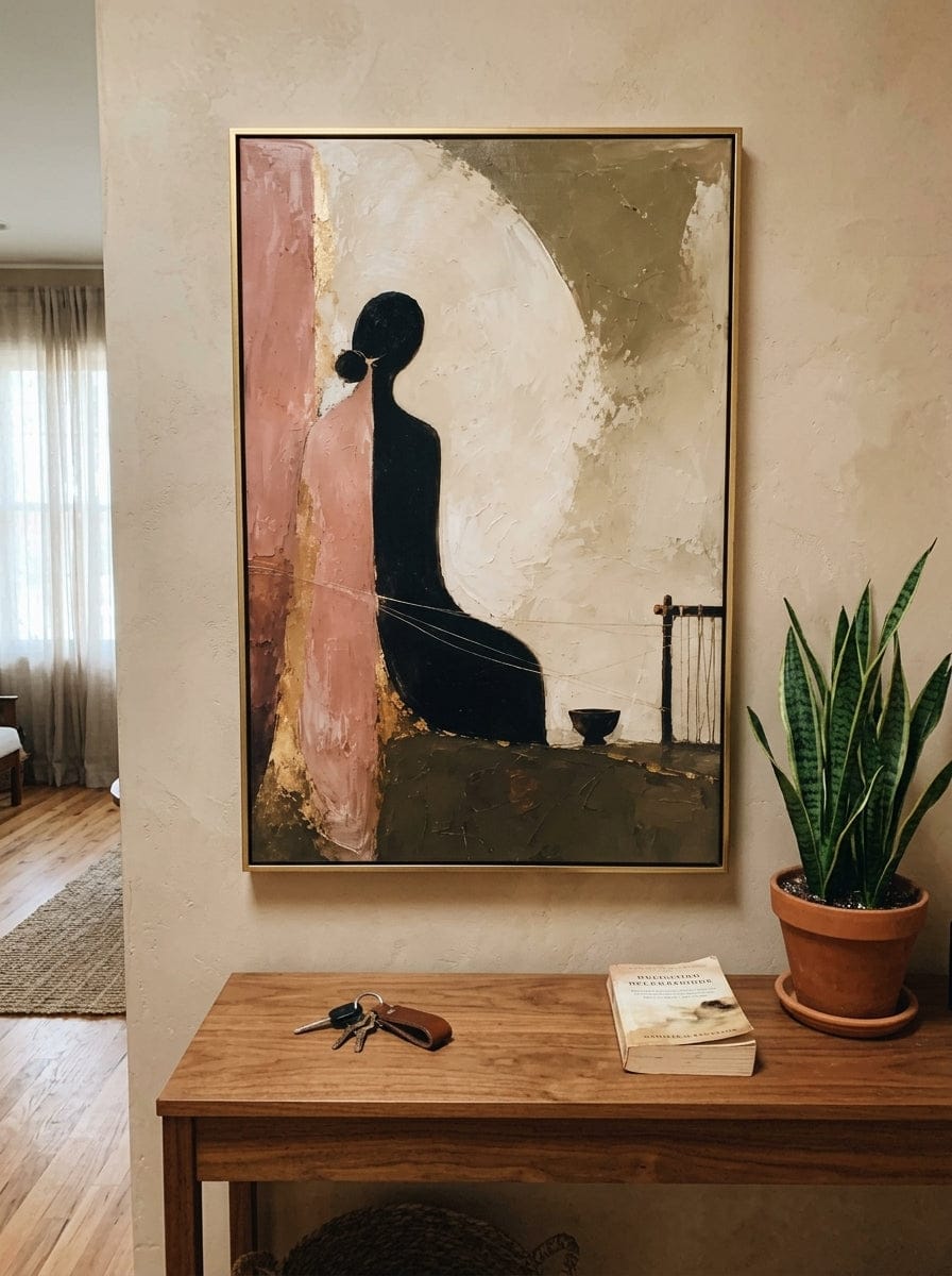 Customer photo review of "Olive Stillness" - Minimalist Seated Woman | Beige Blush & Olive Contemporary Figure Art