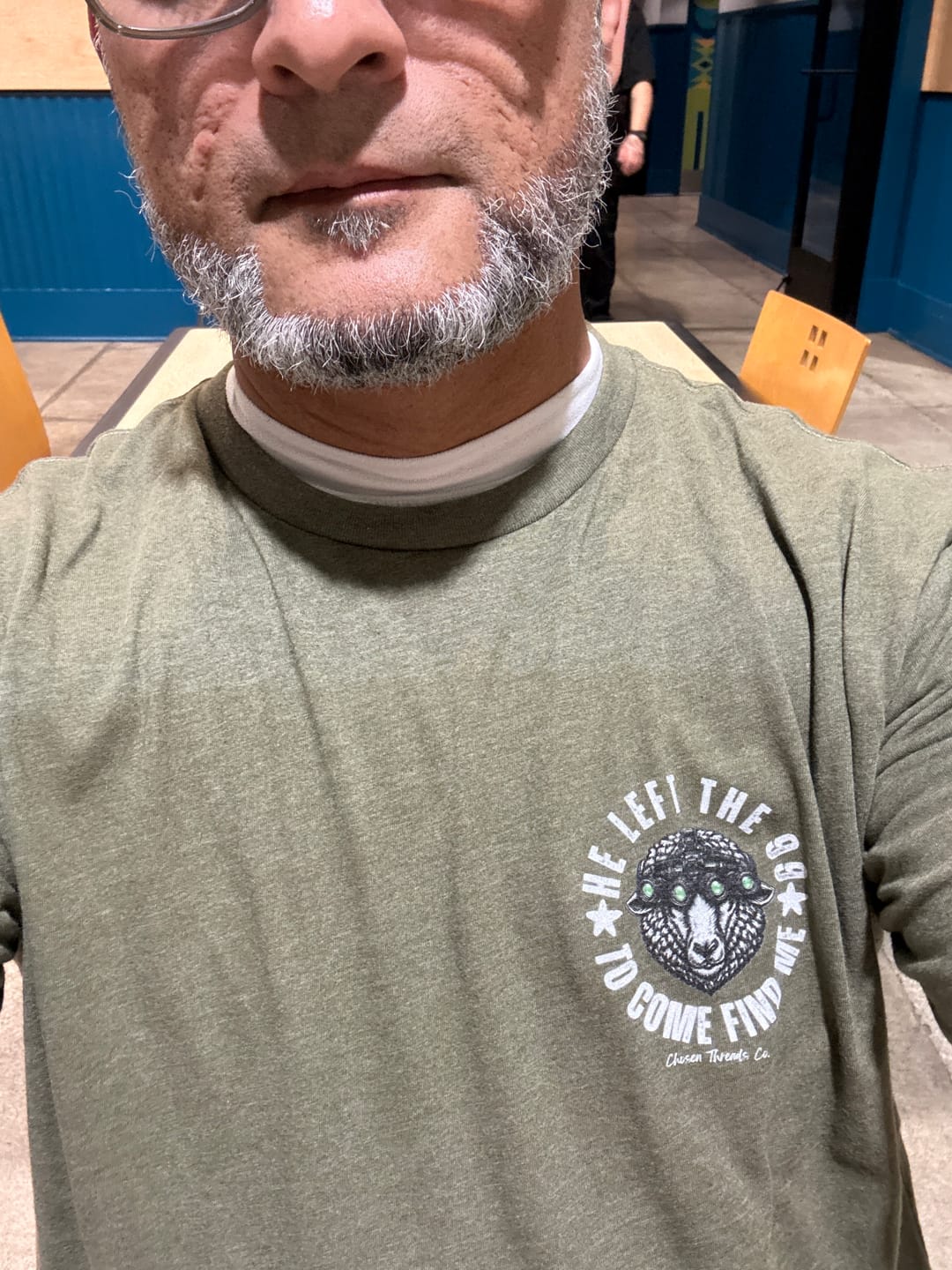 Customer photo review of He Left the 99 to Come Find Me T-Shirt