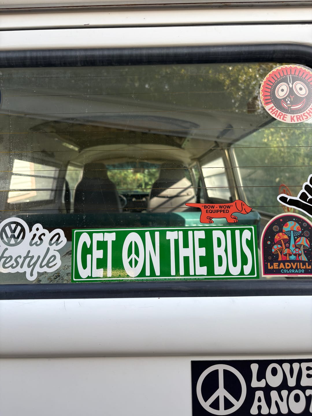 Customer photo review of Get On The Bus Bumper Sticker