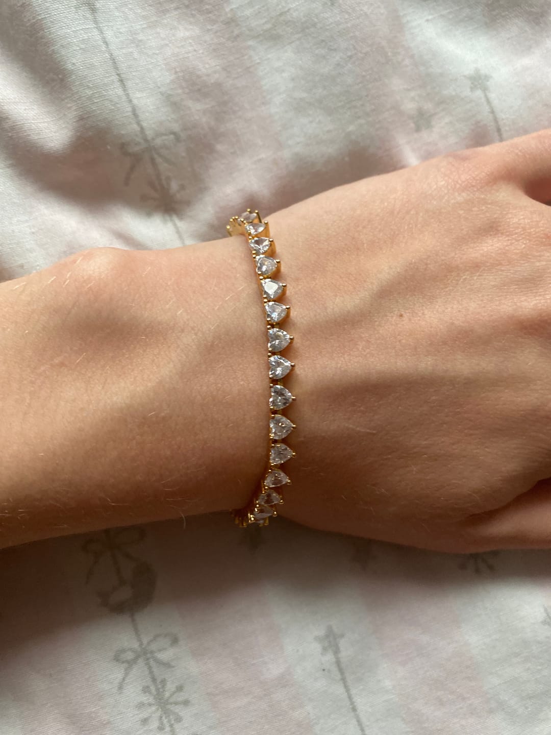 Customer photo review of Amore Tennis Bracelet In Gold