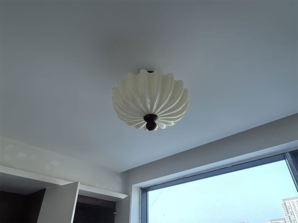Customer photo review of Fluted Shade Ceiling Light, Flush Mount, Walnut Finish