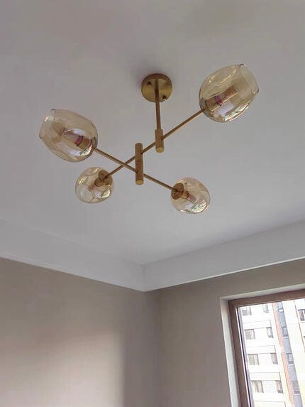 Customer photo review of Glass Globe Chandelier, Gold Finish Frame, Hardwired, Iron