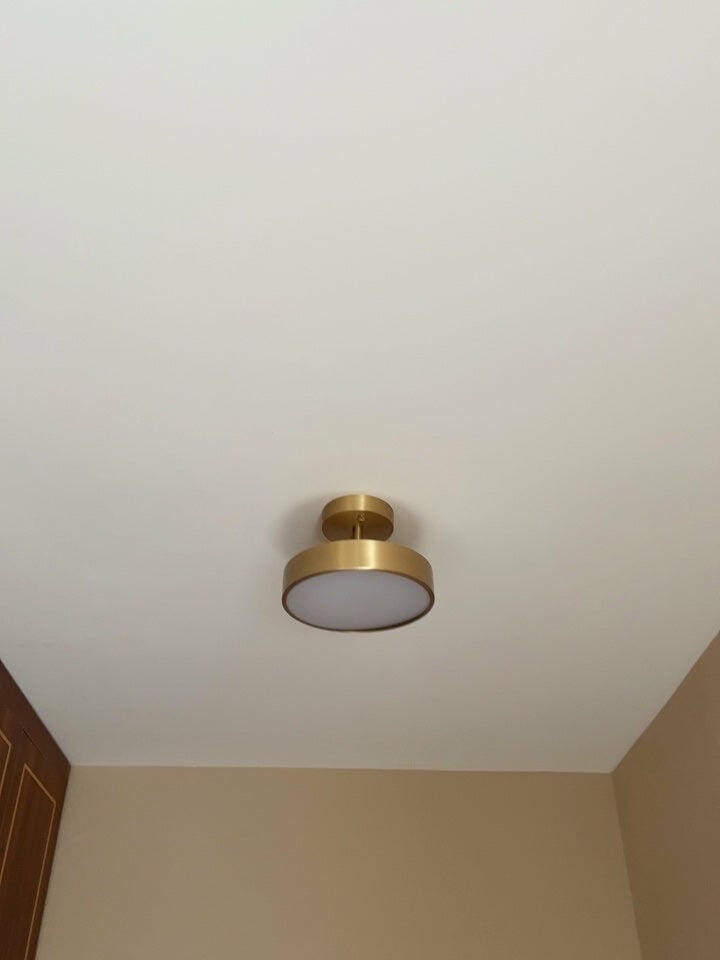 Customer photo review of Brass Ceiling Light, Head Rotates 45°, Integrated LED