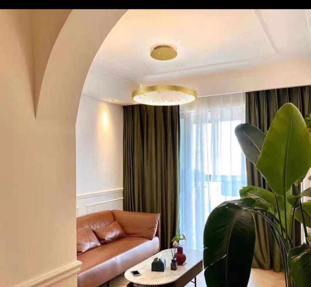 Customer photo review of Gold Ring Pendant Light, Clear Shades, Integrated LED, Hardwired