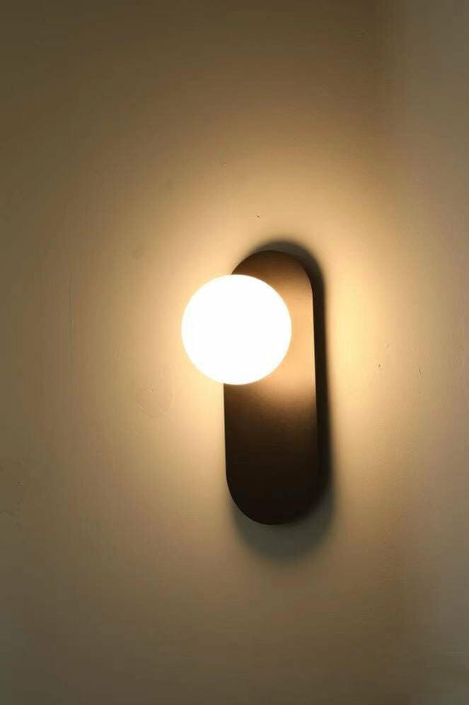 Customer photo review of Wall Light, White Glass Globe, Flat Base, Hardwired, Wall Sconce