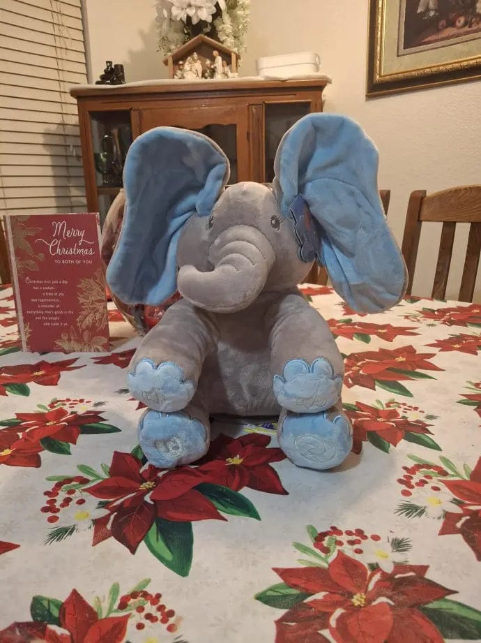 Customer photo review of PeekabooPal™ Ellie – The Singing Peekaboo Elephant Plush