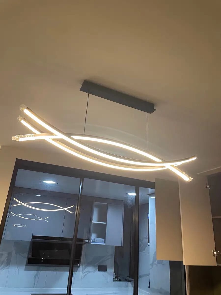 Customer photo review of Curved LED Linear Chandelier, Two Crossing Strands, 100 or 120 cm