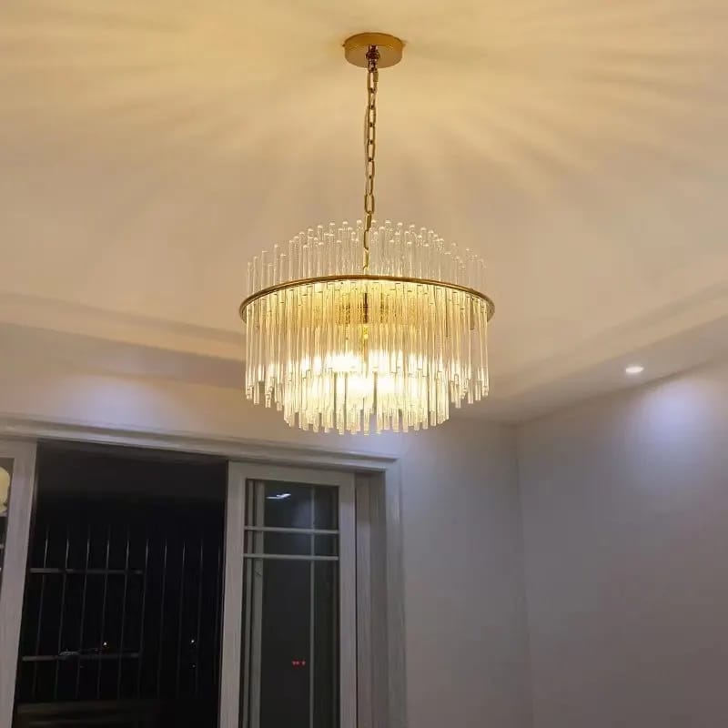 Customer photo review of Glass Rod Cascade Chandelier, Round or Linear, 50–120 cm, LED