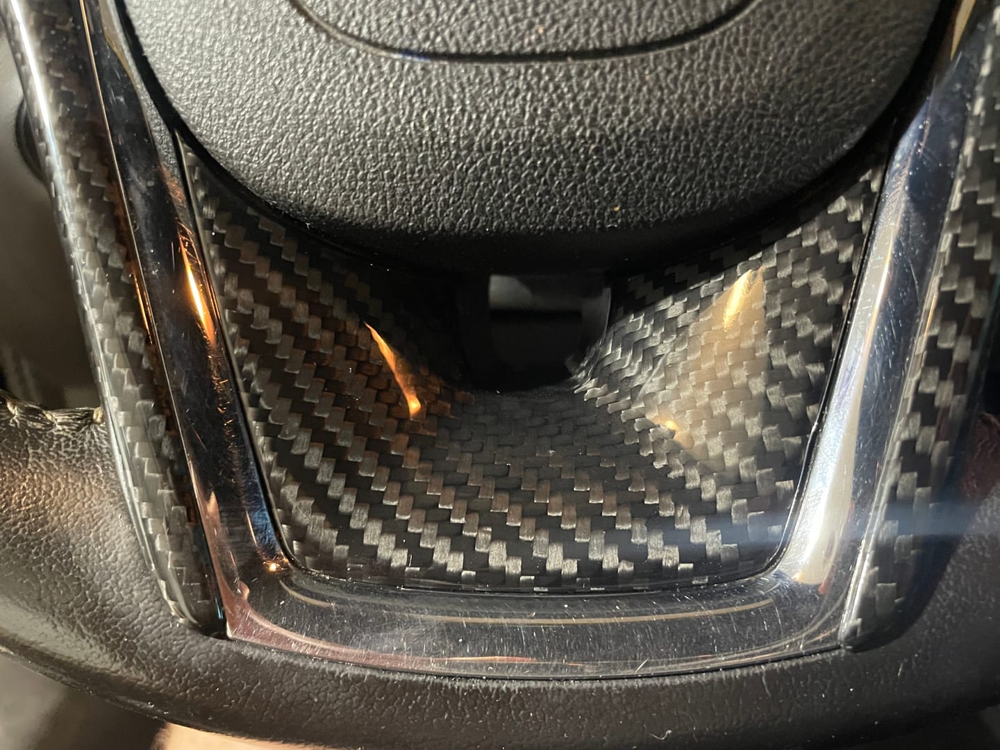 Customer photo review of 2012-2015 Chevy Camaro Carbon Fiber Lower Steering Wheel Trim Cover
