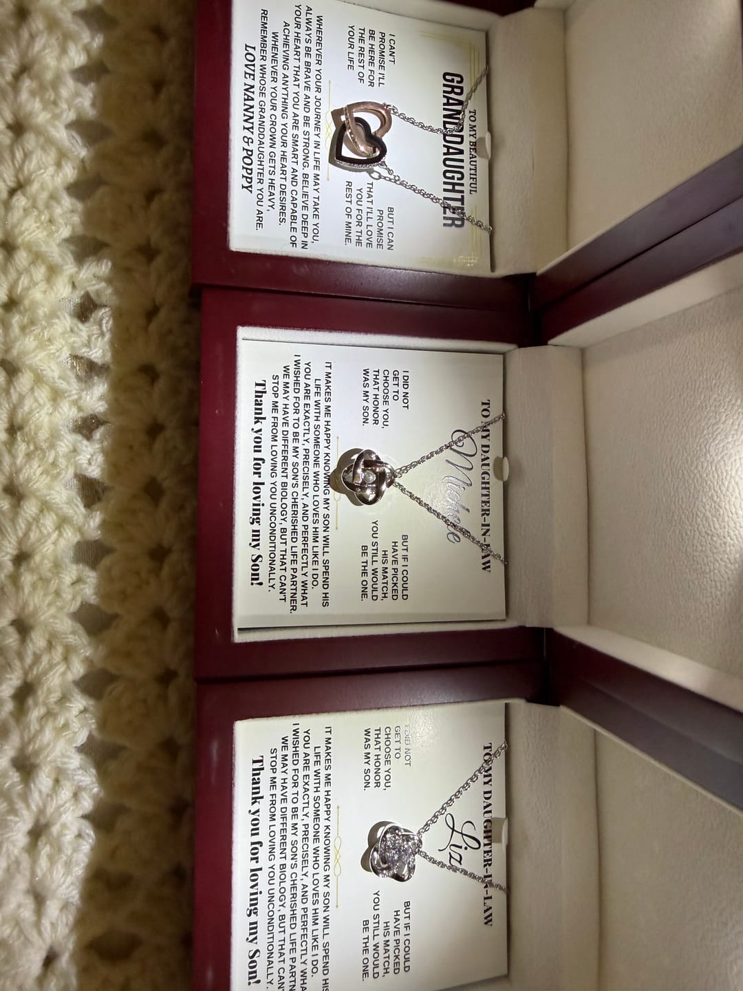 Customer photo review of Daughter-in-law - Love Knot Gift Set - SS251