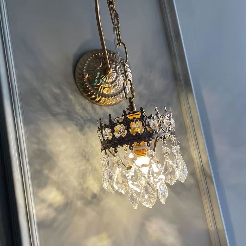 Customer photo review of Drop Crystal Wall Light, Wall Sconce, Copper Plated Arms, 48 cm