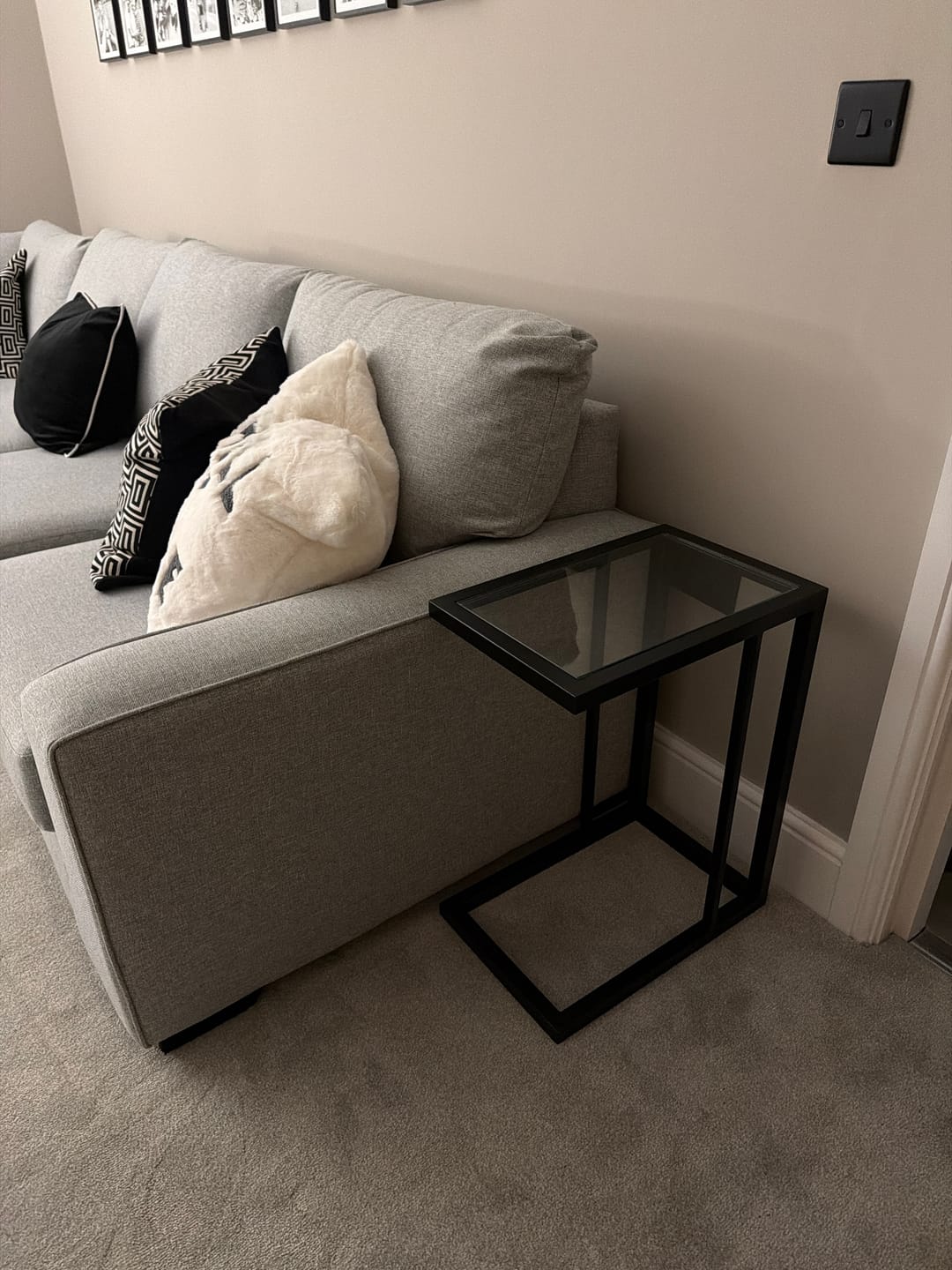 Customer photo review of Glass Sofa Side End Table - Black