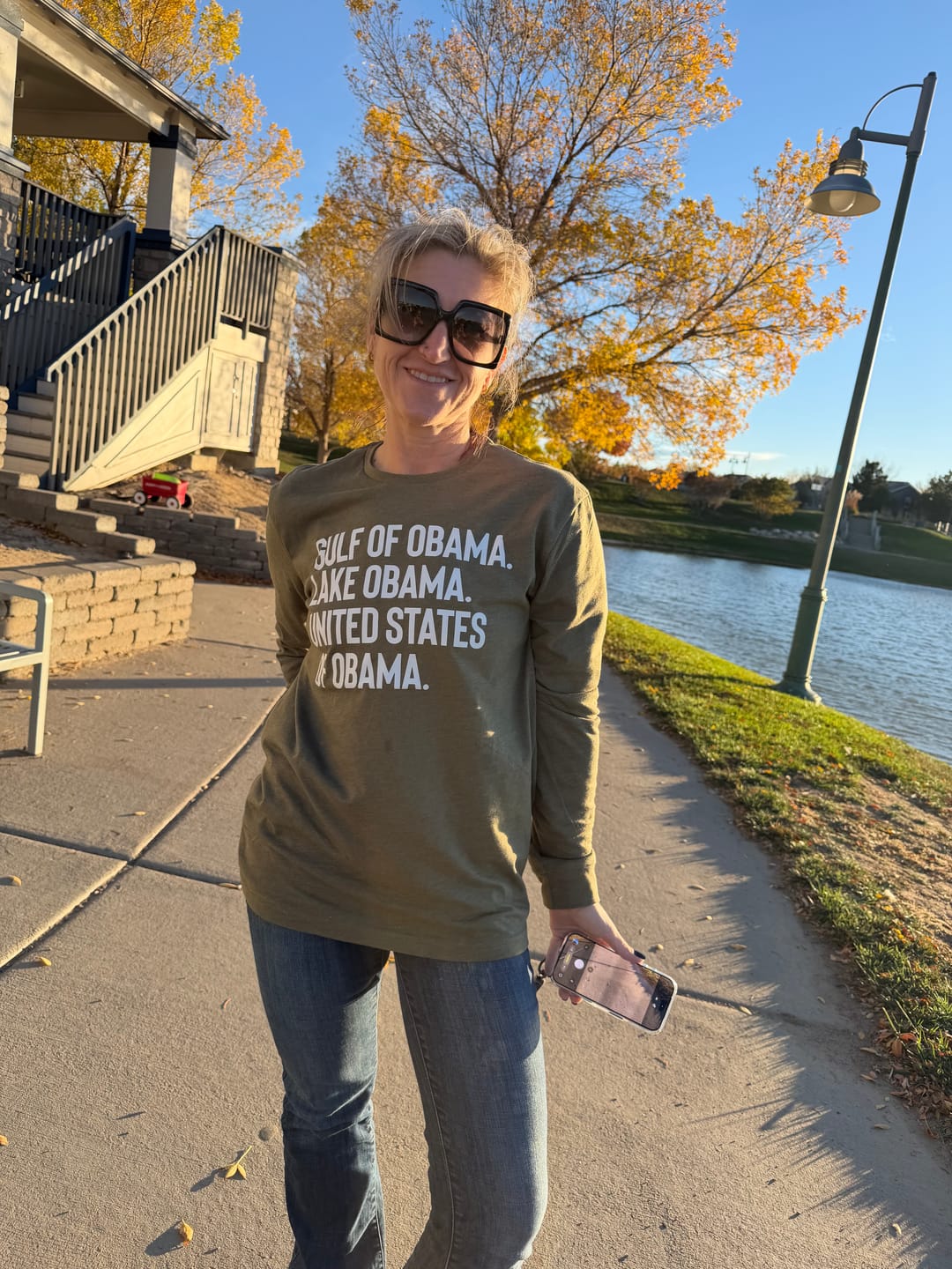 Customer photo review of Gulf of Obama. Lake Obama. The United States of Obama Unisex Long Sleeved Tee