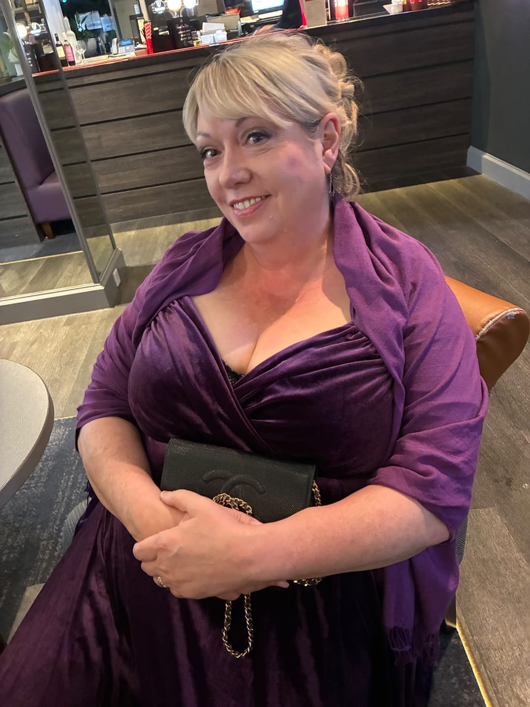 Customer photo review of Elizabeth Purple Velvet Maxi Gown