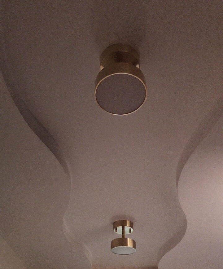 Customer photo review of Brass Ceiling Light, Head Rotates 45°, Integrated LED