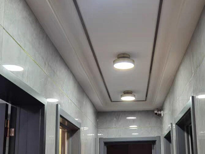 Customer photo review of Brass Ceiling Light, Head Rotates 45°, Integrated LED