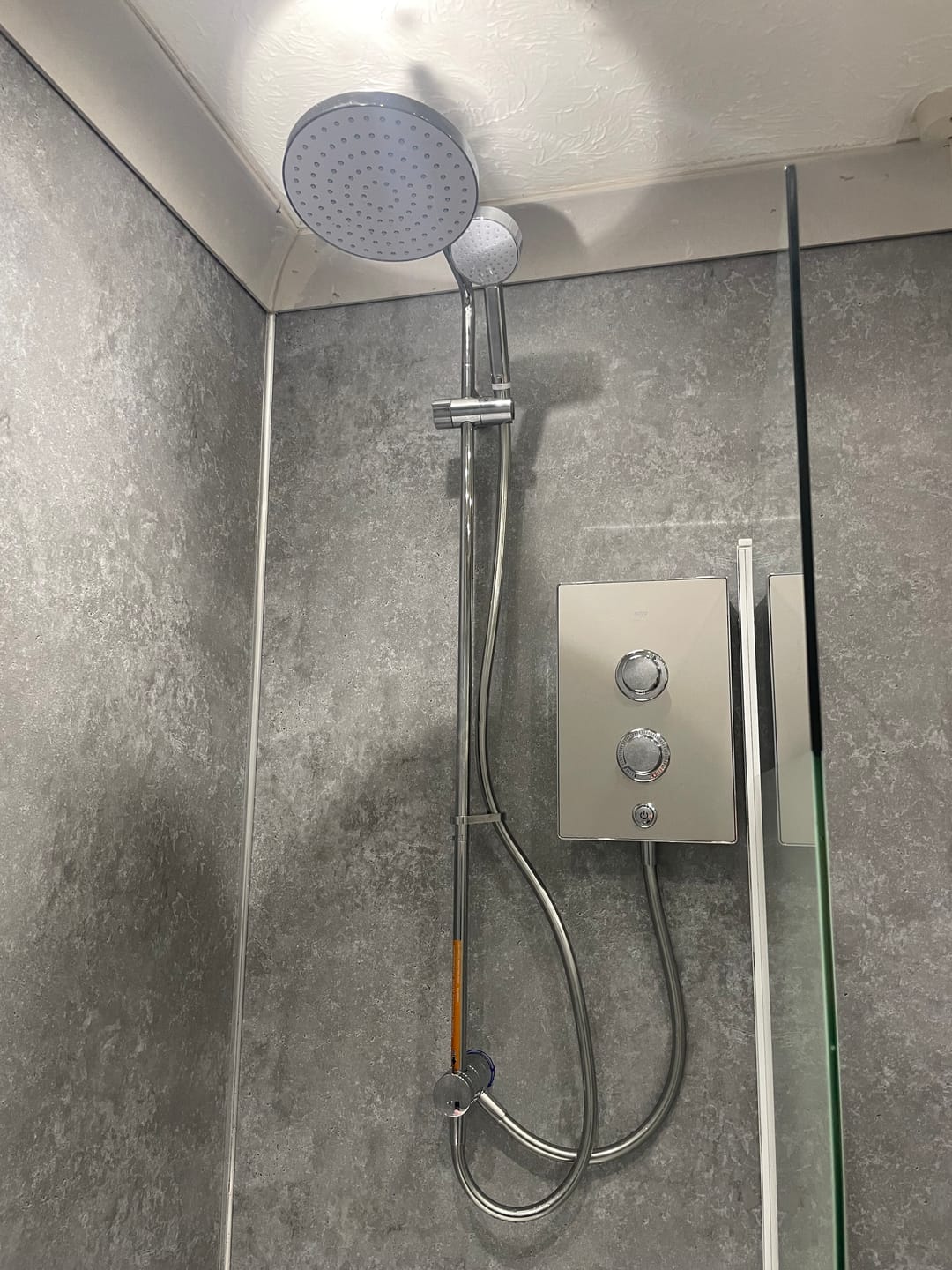 Customer photo review of Premium Grey Concrete Matt Shower Wall Panel - 1M x 2.4M
