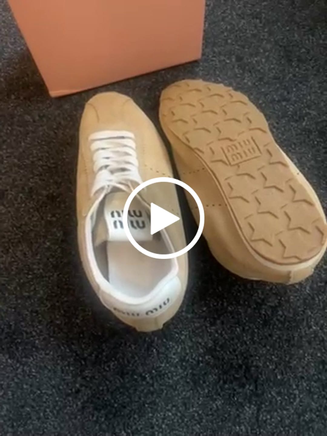 Customer video review of Miumiu 2026 Plum Sneaker Beige White Suede 456286