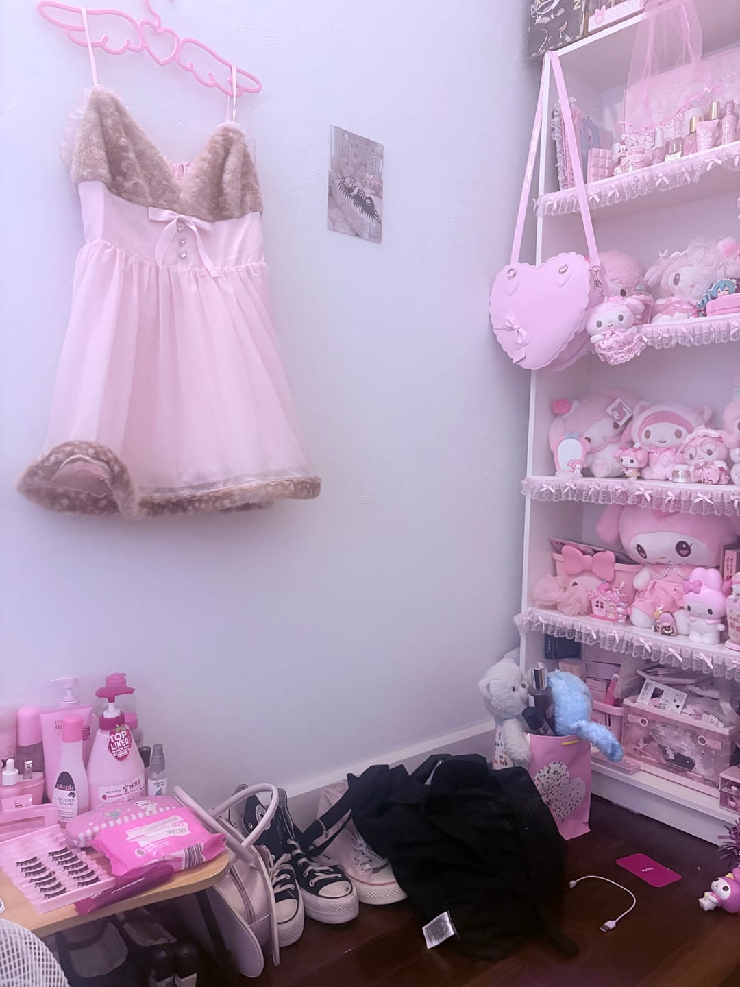 Customer photo review of Bambi Princess Fur Chiffon Babydoll Dress (Pink)