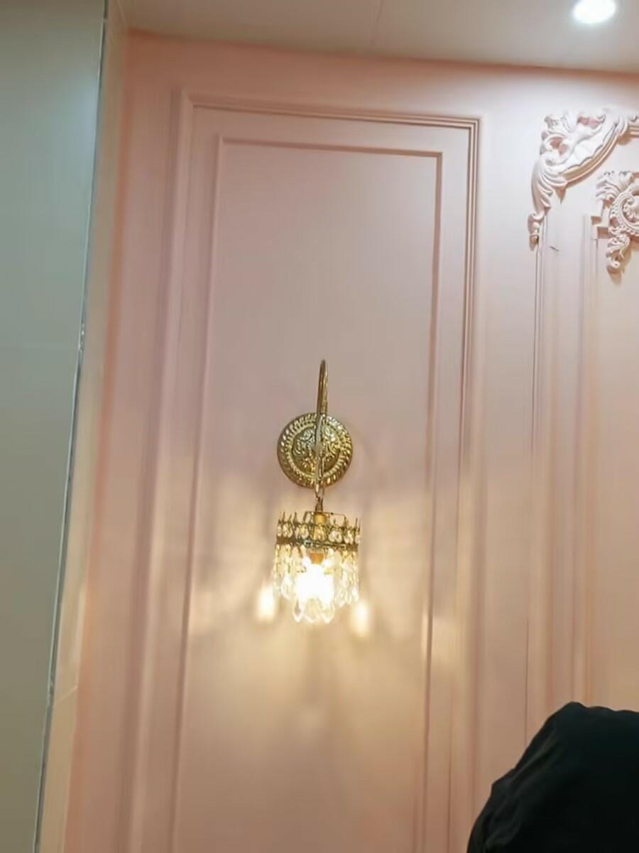 Customer photo review of Drop Crystal Wall Light, Wall Sconce, Copper Plated Arms, 48 cm