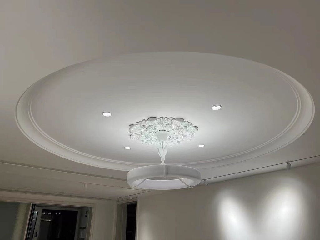 Customer photo review of Carved Plaster Chandelier, White Plaster and Metal, Integrated LED