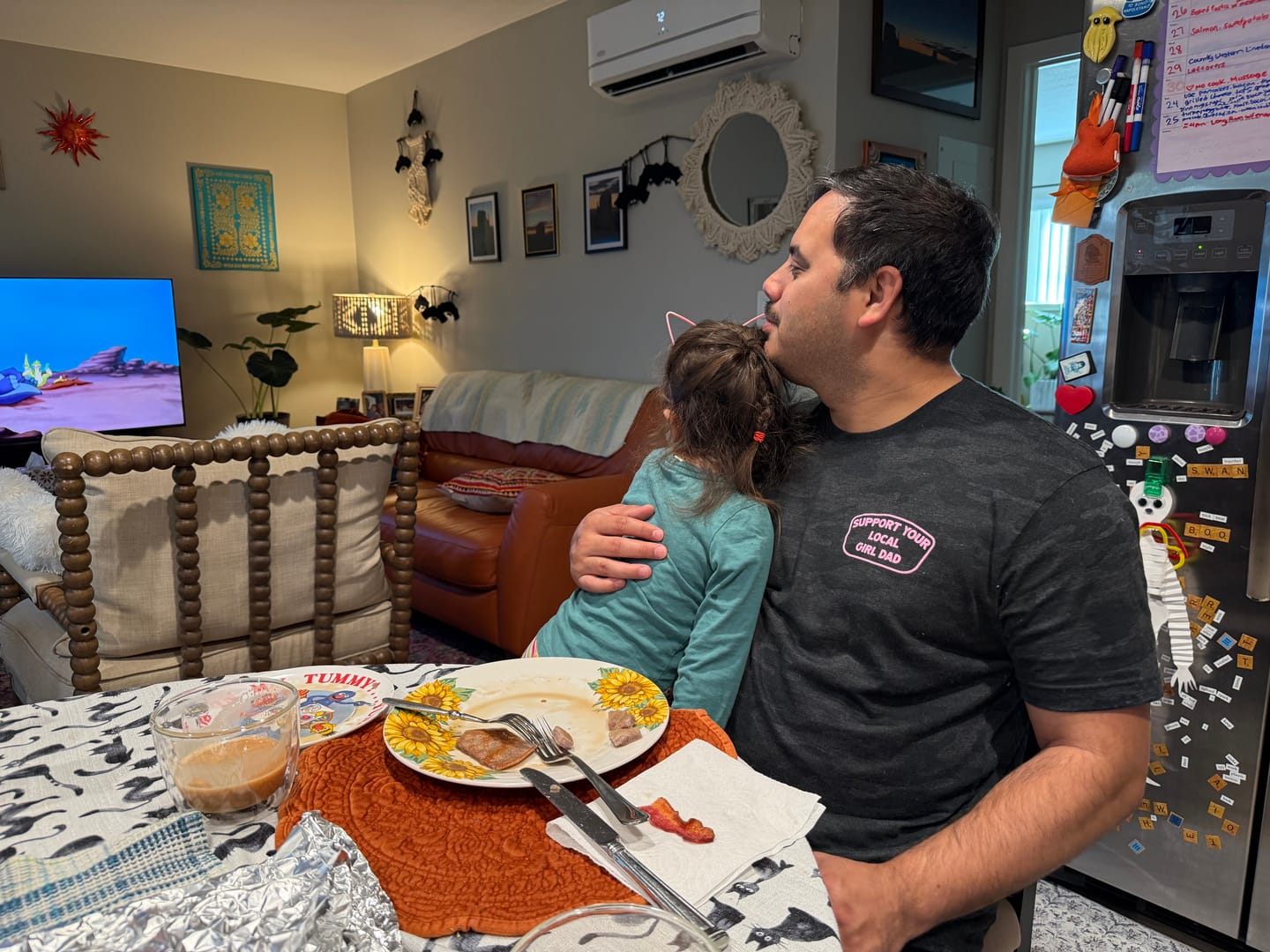 Customer photo review of Support Your Local Girl Dad Shirt (Storm Camo)