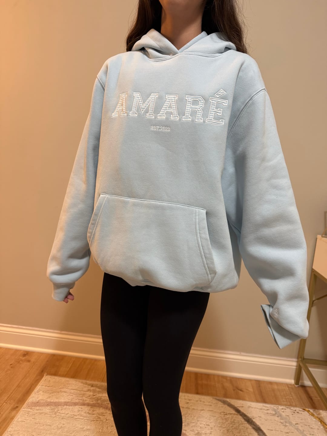 Customer photo review of LUCKY GIRL. HOODIE (OCEAN BLUE)