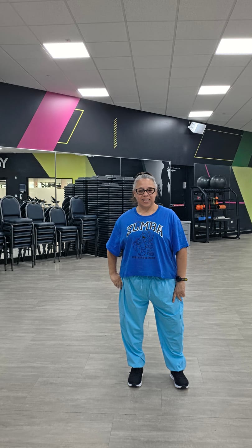 Customer photo review of Zumba X The Smurfs Crew Neck Crop Top