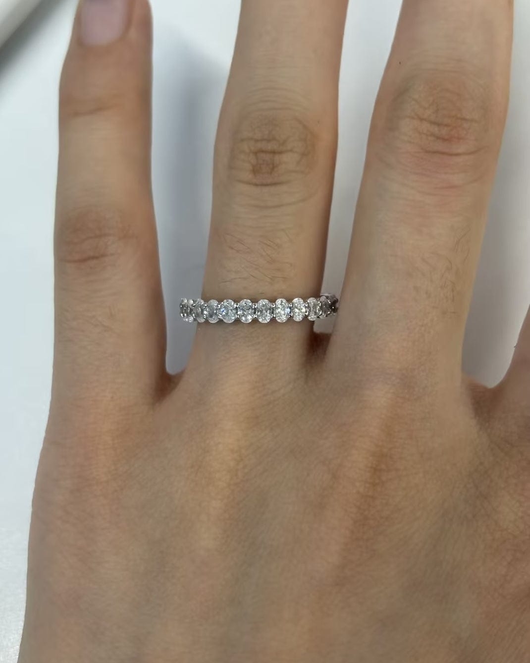 Customer photo review of 3.0Ct Oval Cut Simulated Diamond Wedding Band Ring In Sterling Silver