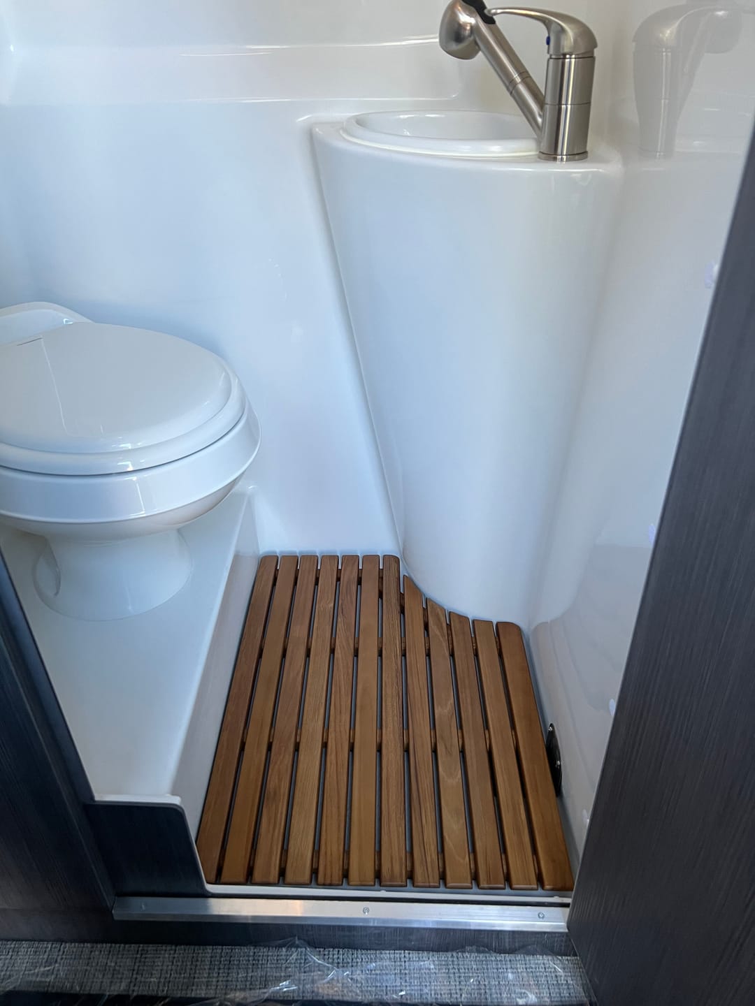 Customer photo review of Interstate 19 (all models) Teak Shower Mat