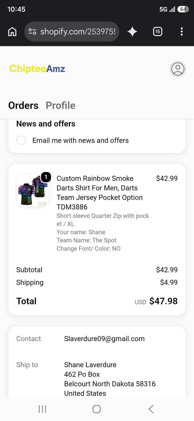 Customer photo review of Custom Rainbow Smoke Darts Shirt For Men, Darts Team Jersey Pocket Option TDM3886